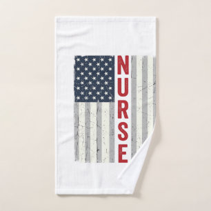 Krankenschwester Amerikanische Flagge Vintage Grav Handtuch