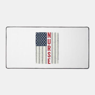 Krankenschwester Amerikanische Flagge Vintage Grav Schreibtischunterlage