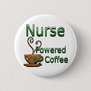 Krankenschwester angetrieben durch Kaffee Button