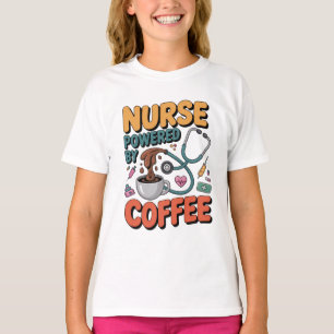 Krankenschwester angetrieben von Kaffee T-Shirt