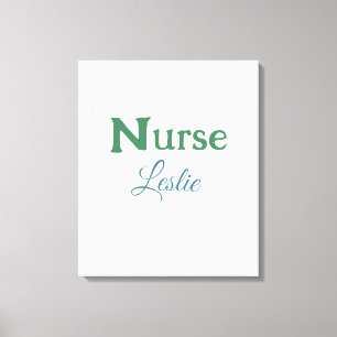 Krankenschwester Arzt Name Text grün blau sipl Leinwanddruck