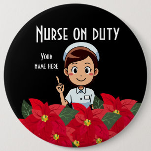 Krankenschwester auf DienstPonsettia im Schwarzen Button