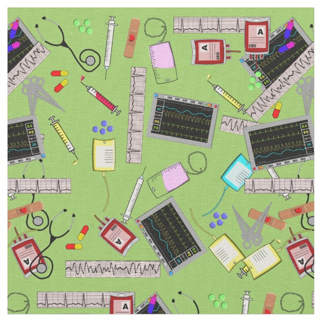 Krankenschwester bearbeitet Gewebe-helles Limones Stoff (Nahaufnahme)