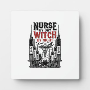 Krankenschwester bei Tag, Hexe bei Nacht Halloween Fotoplatte