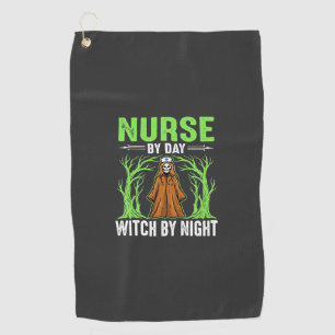 Krankenschwester bei Tag, Hexe bei Nacht Halloween Golfhandtuch
