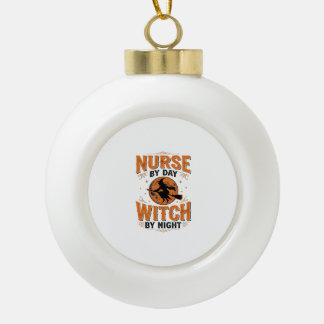 Krankenschwester bei Tag, Hexe bei Nacht Halloween Keramik Kugel-Ornament