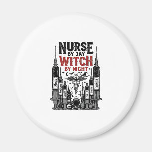 Krankenschwester bei Tag, Hexe bei Nacht Halloween Magnet