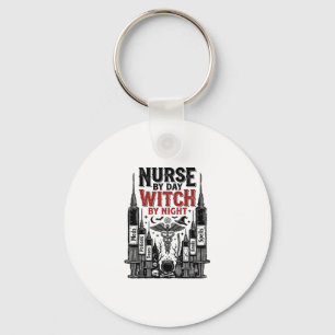 Krankenschwester bei Tag, Hexe bei Nacht Halloween Schlüsselanhänger