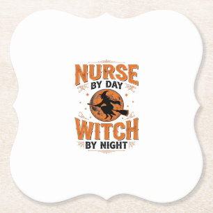 Krankenschwester bei Tag, Hexe bei Nacht Halloween Untersetzer