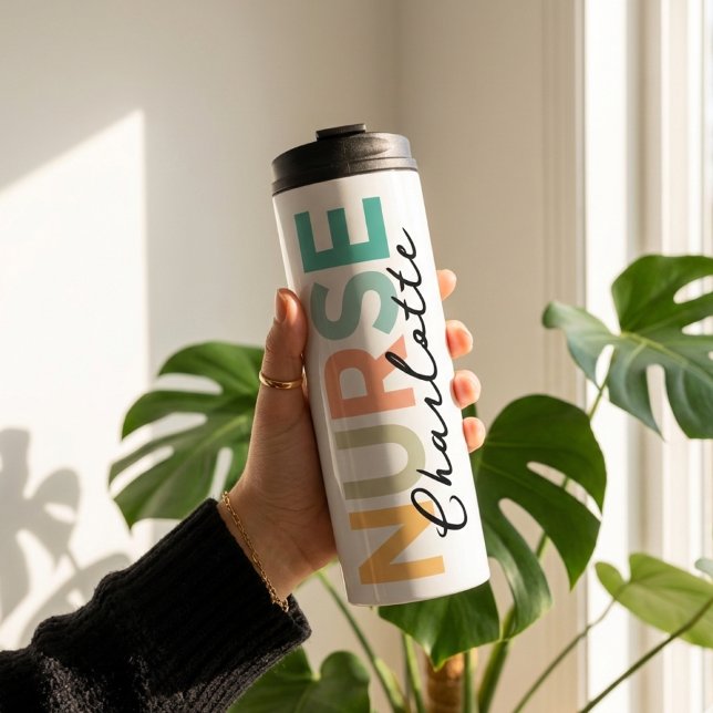 Krankenschwester | Benutzerdefinierte Bunte Kranke Thermosbecher (Nurse Appreciation Custom Thermal Tumbler Gift, Custom Gift for Nurse Nursing Student Graduation)