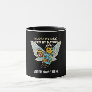 Krankenschwester Biene Held Retro Zeichentrick Med Tasse
