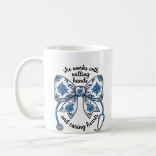 Krankenschwester Blumen-Schleife Stethoskop Vintag Kaffeetasse