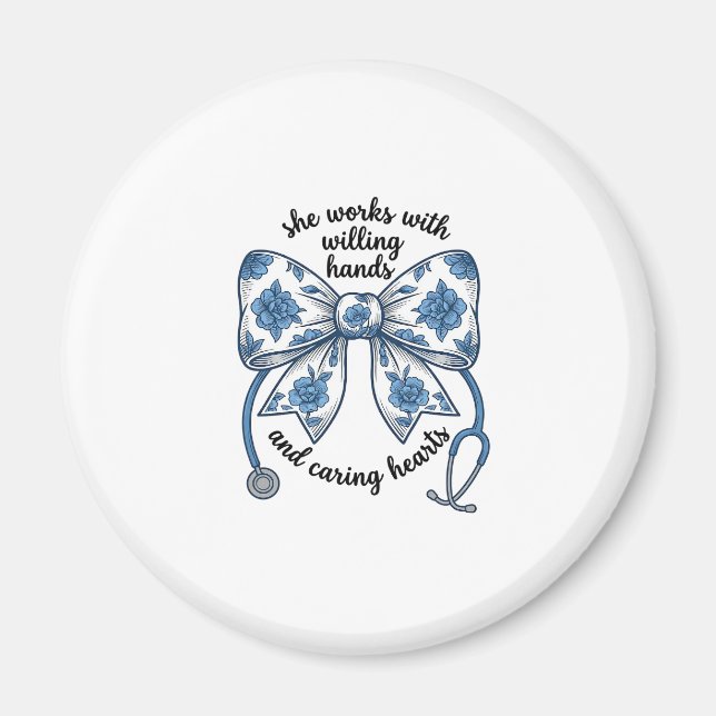 Krankenschwester Blumen-Schleife Stethoskop Vintag Magnet (Vorne)