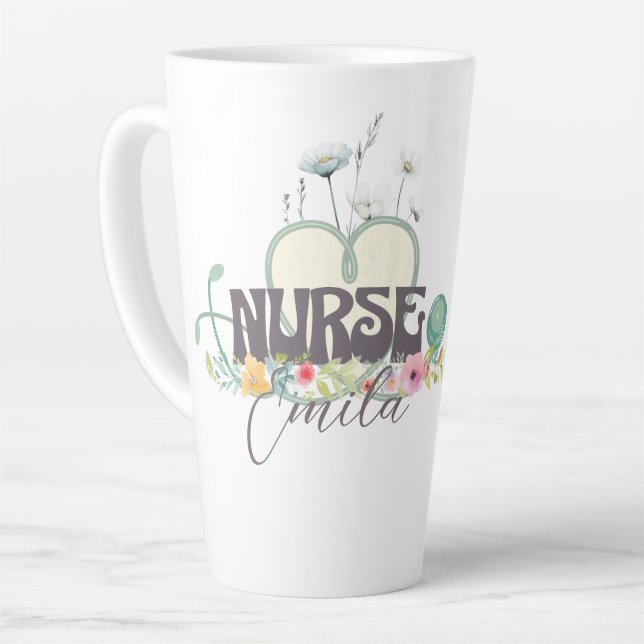 Krankenschwester Blumengarten Ihr Name Milchtasse (Linke Ecke)