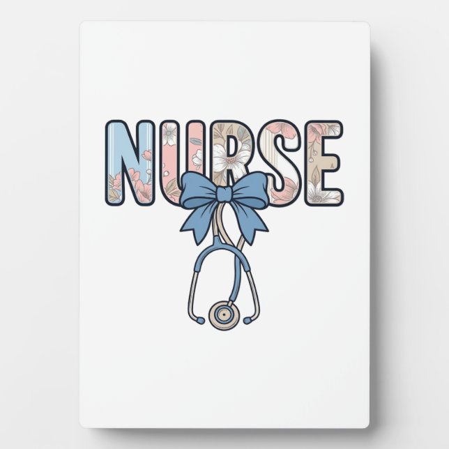 Krankenschwester-Bow-Stethoskop Vintage-Blumenmust Fotoplatte (Vorderseite)
