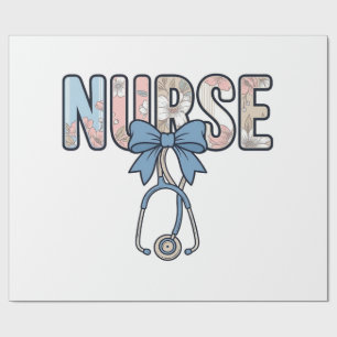 Krankenschwester Bow Stethoskop Vintage floral Geschenkpapier