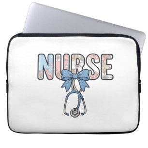 Krankenschwester Bow Stethoskop Vintage Floral Laptopschutzhülle