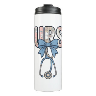 Krankenschwester Bow Stethoskop Vintage Floral Thermosbecher