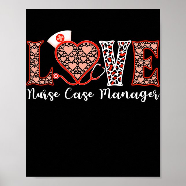 Krankenschwester Case Manager Liebe Herz Stethosko Poster (Vorne)