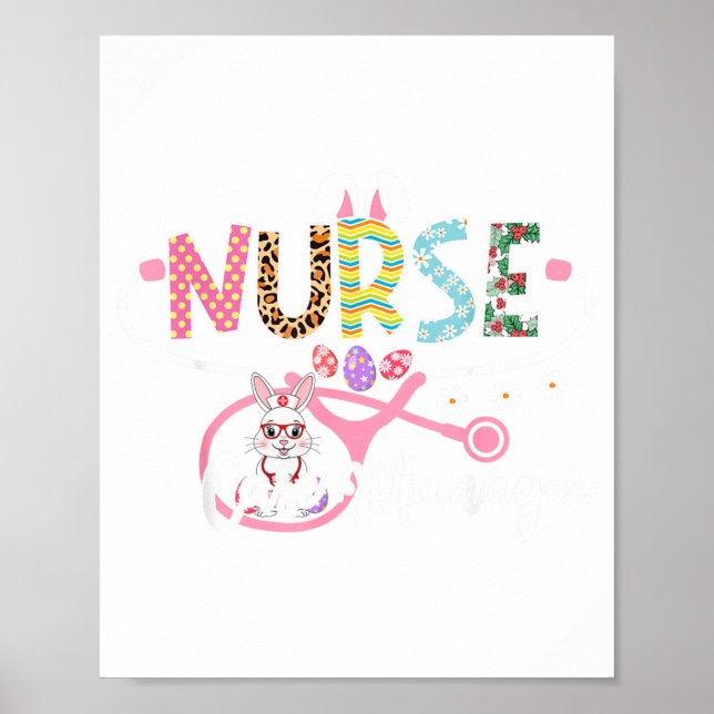 Krankenschwester Case Manager Osterhase Ei Stethos Poster (Vorne)
