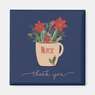 Krankenschwester Danke zu Weihnachten Poinsettien Magnet