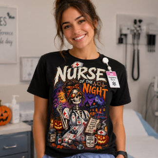 Krankenschwester der Nacht – Halloween-Skelett-Kra T-Shirt