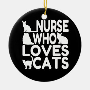 Krankenschwester, die Lieben Katzen Keramik Ornament