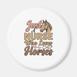 Krankenschwester, die Pferde liebt Vintage-Engravi Magnet