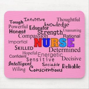 Krankenschwester, die Wort-Geschenke beschreibt Mousepad
