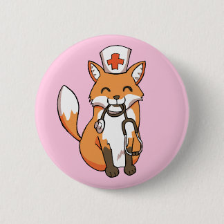 Krankenschwester Doctor Fox Zeichne Niedliches ros Button