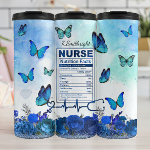 Krankenschwester Ernährungsfakten Blauer Schmetter Thermosbecher