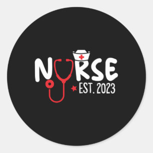 Krankenschwester Est 2023 Abschluss Graduate Nursi Runder Aufkleber