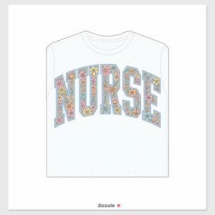 Krankenschwester Floral Varsity-Lettering-Shirt-De Aufkleber