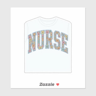 Krankenschwester Floral Varsity-Lettering-Shirt-De Aufkleber