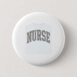 Krankenschwester Floral Varsity-Lettering-Shirt-De Button