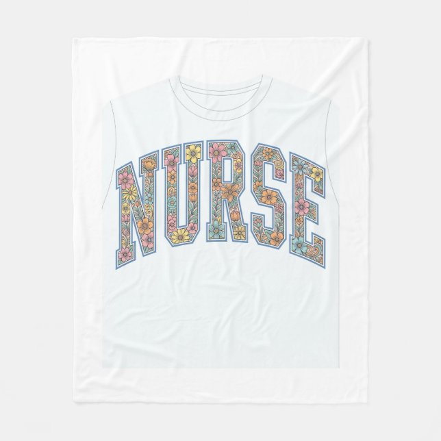 Krankenschwester Floral Varsity-Lettering-Shirt-De Fleecedecke (Vorderseite)