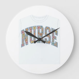 Krankenschwester Floral Varsity-Lettering-Shirt-De Große Wanduhr