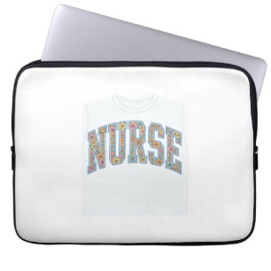 Krankenschwester Floral Varsity-Lettering-Shirt-De Laptopschutzhülle