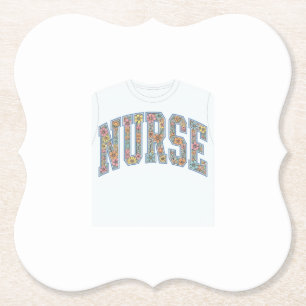 Krankenschwester Floral Varsity-Lettering-Shirt-De Untersetzer
