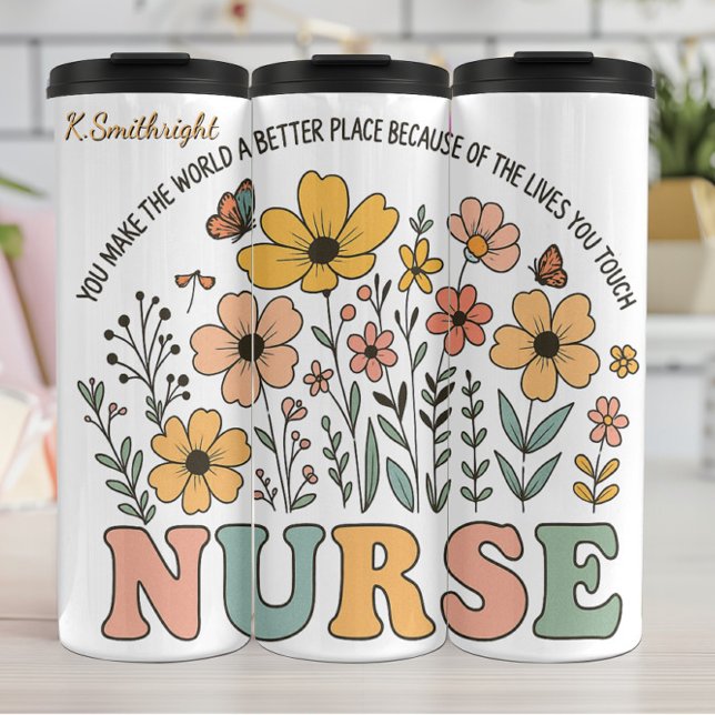 Krankenschwester Florales Inspirationsdesign Thermosbecher (Von Creator hochgeladen)