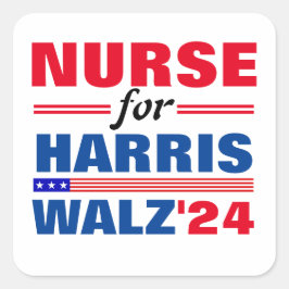 Krankenschwester für Harris Walz Red Blue Quadratischer Aufkleber