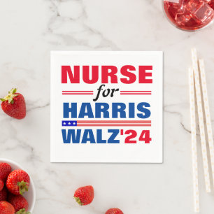 Krankenschwester für Harris Walz Red Blue Serviette
