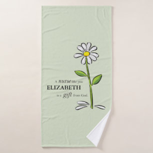 Krankenschwester Geburtstag Religious Green Daisy Badehandtuch