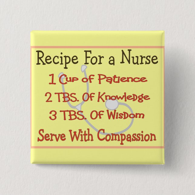 Krankenschwester-Geschenke "Rezept für eine Button (Vorderseite)