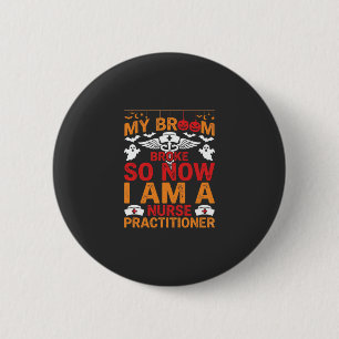 Krankenschwester Halloween Besen Brach Design_1 Button