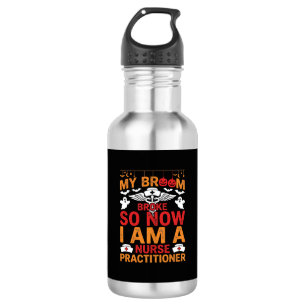 Krankenschwester Halloween Besen Brach Design_1 Edelstahlflasche