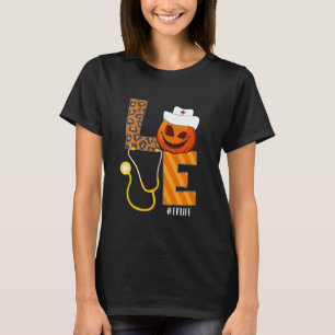 Krankenschwester Halloween-Kürbis Leopard Liebe Kr T-Shirt