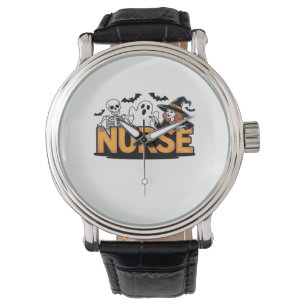 Krankenschwester - Halloween - mit Geist, Hexe und Armbanduhr