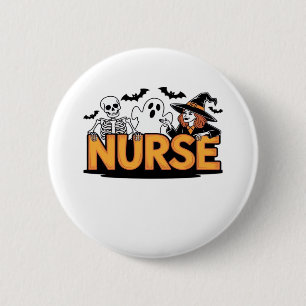 Krankenschwester - Halloween - mit Geist, Hexe und Button