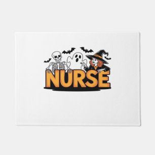 Krankenschwester - Halloween - mit Geist, Hexe und Fußmatte